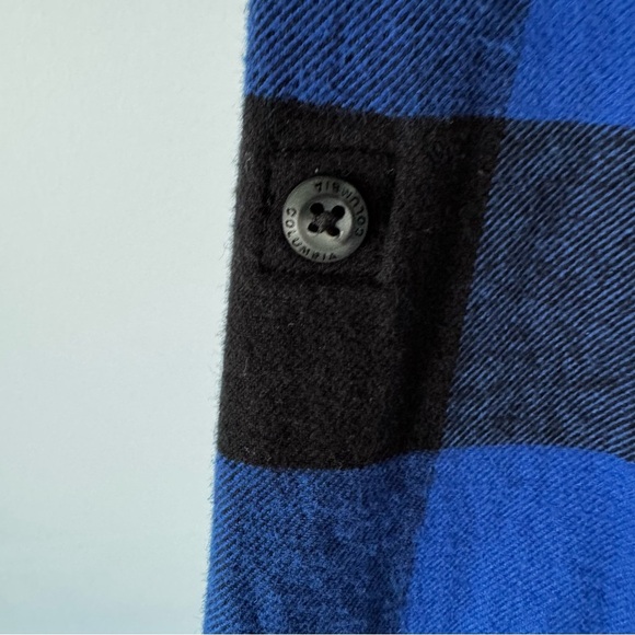 Columbia Blue Black Buffalo Plaid Flannel Shirt Men’s Medium-cabincore - Picture 4 of 7